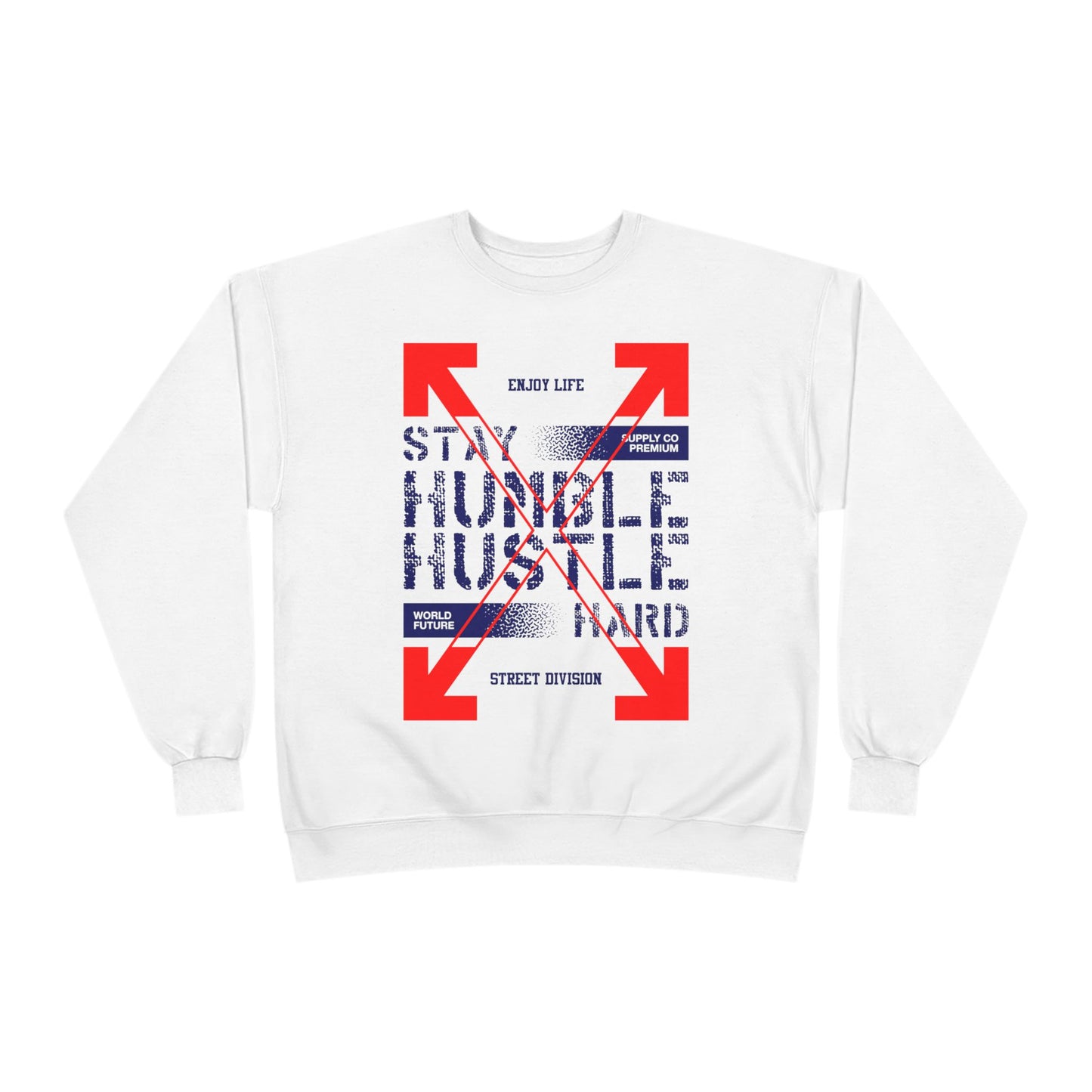 Motivational Crewneck Sweatshirt - "Hustle Hard" Design