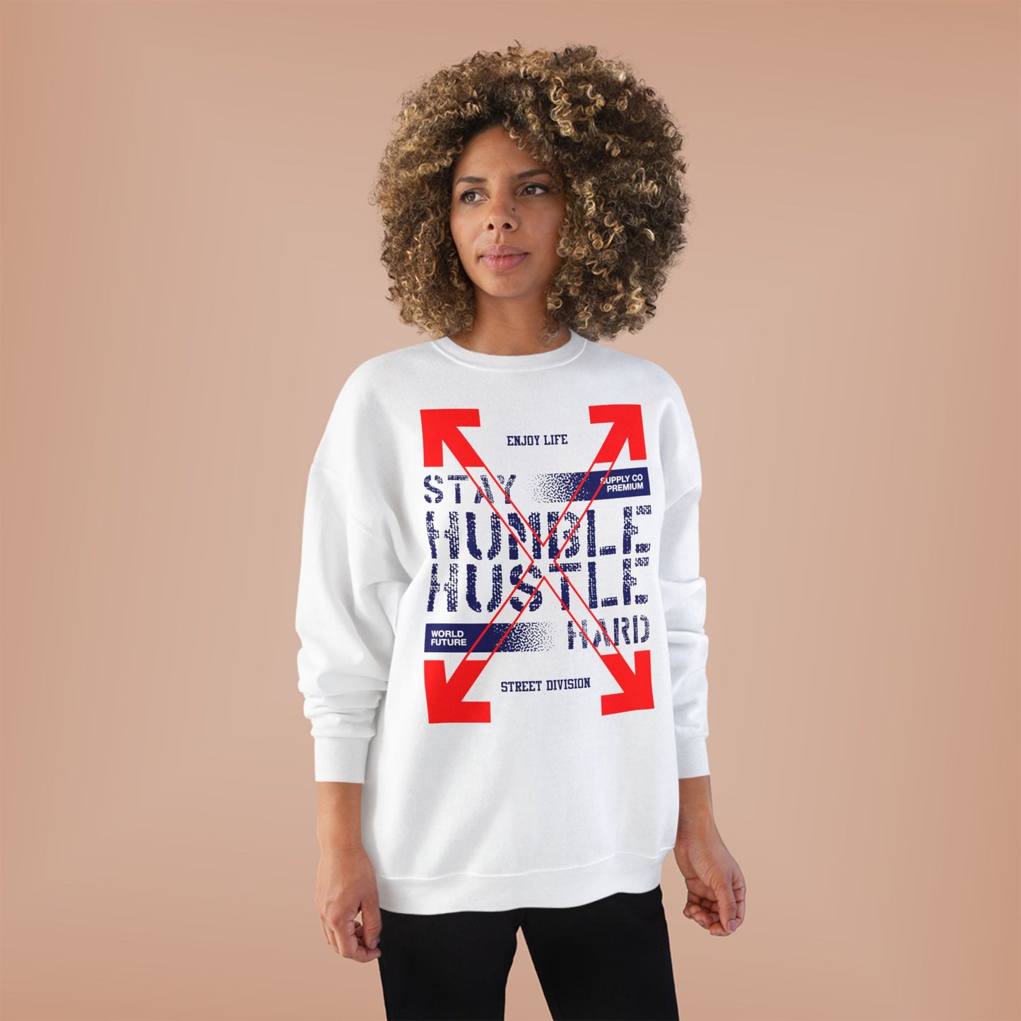 Motivational Crewneck Sweatshirt - "Hustle Hard" Design