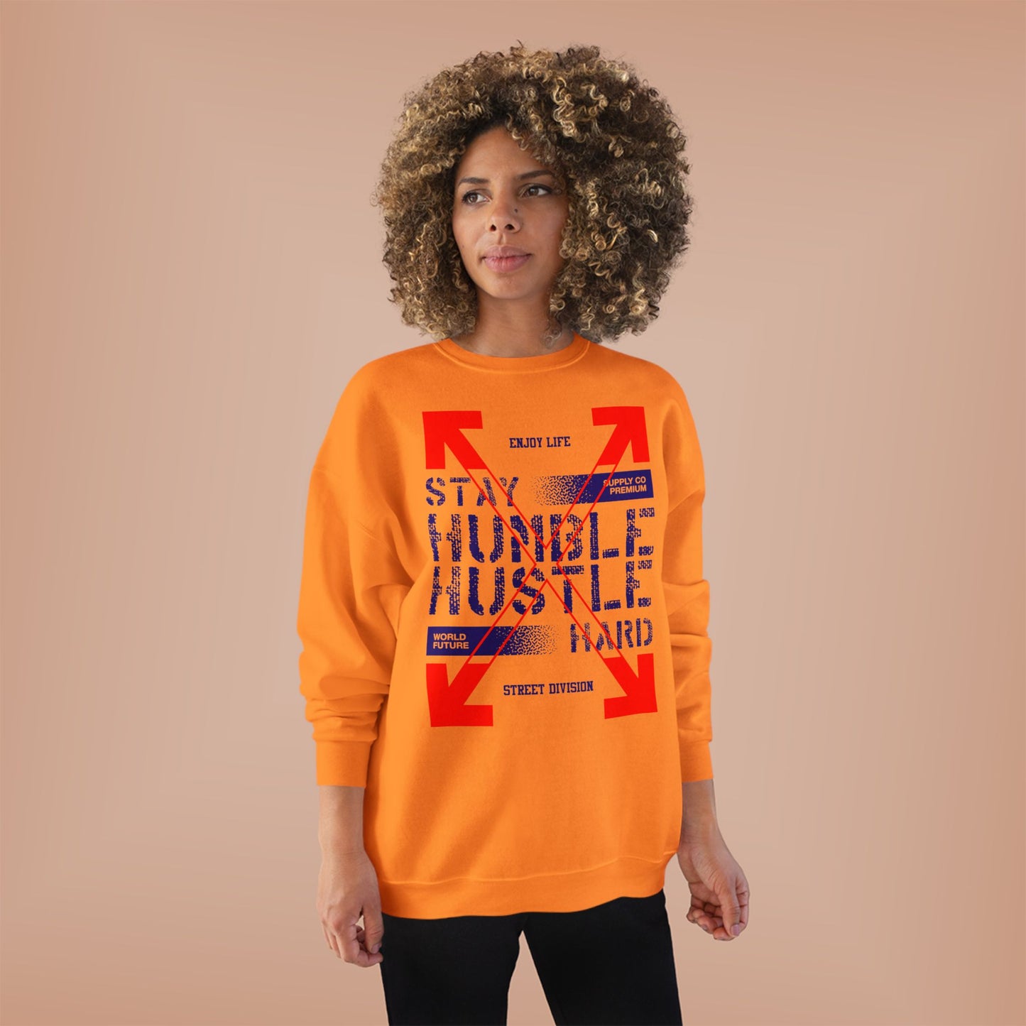 Motivational Crewneck Sweatshirt - "Hustle Hard" Design