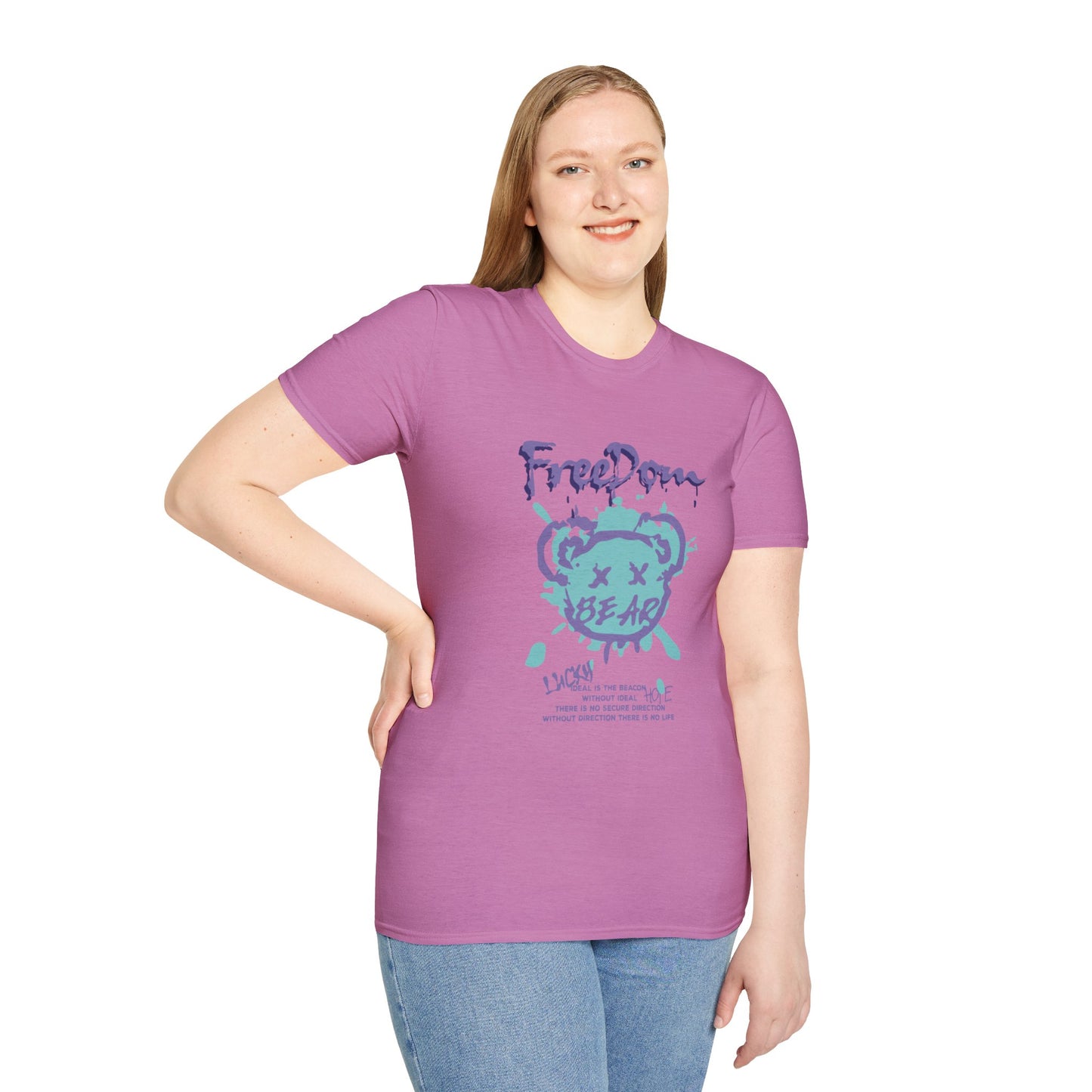 Freedom Bear Unisex Softstyle T-Shirt - Fun Graphic Tee for Casual Wear