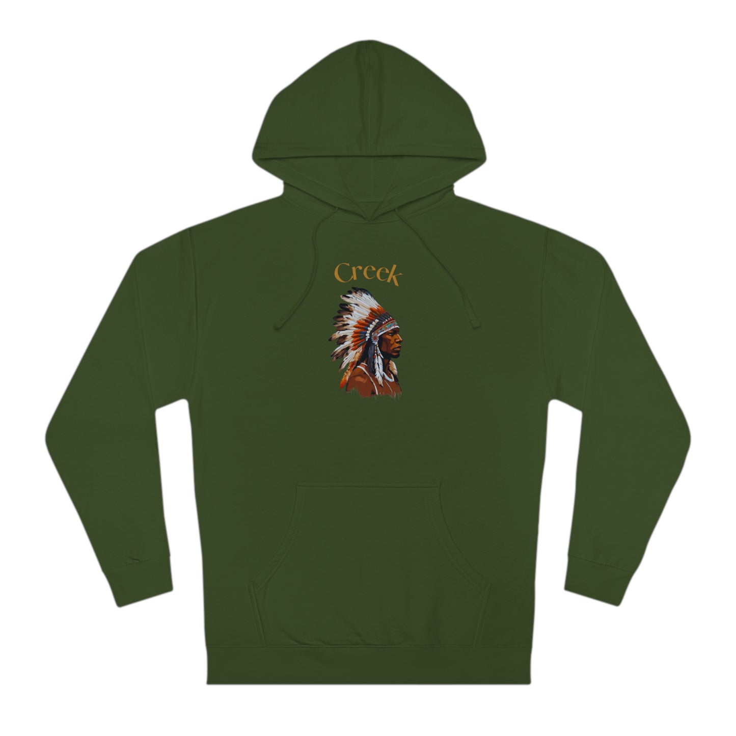 Unisex Hooded Sweatshirt with Creek Native American Design