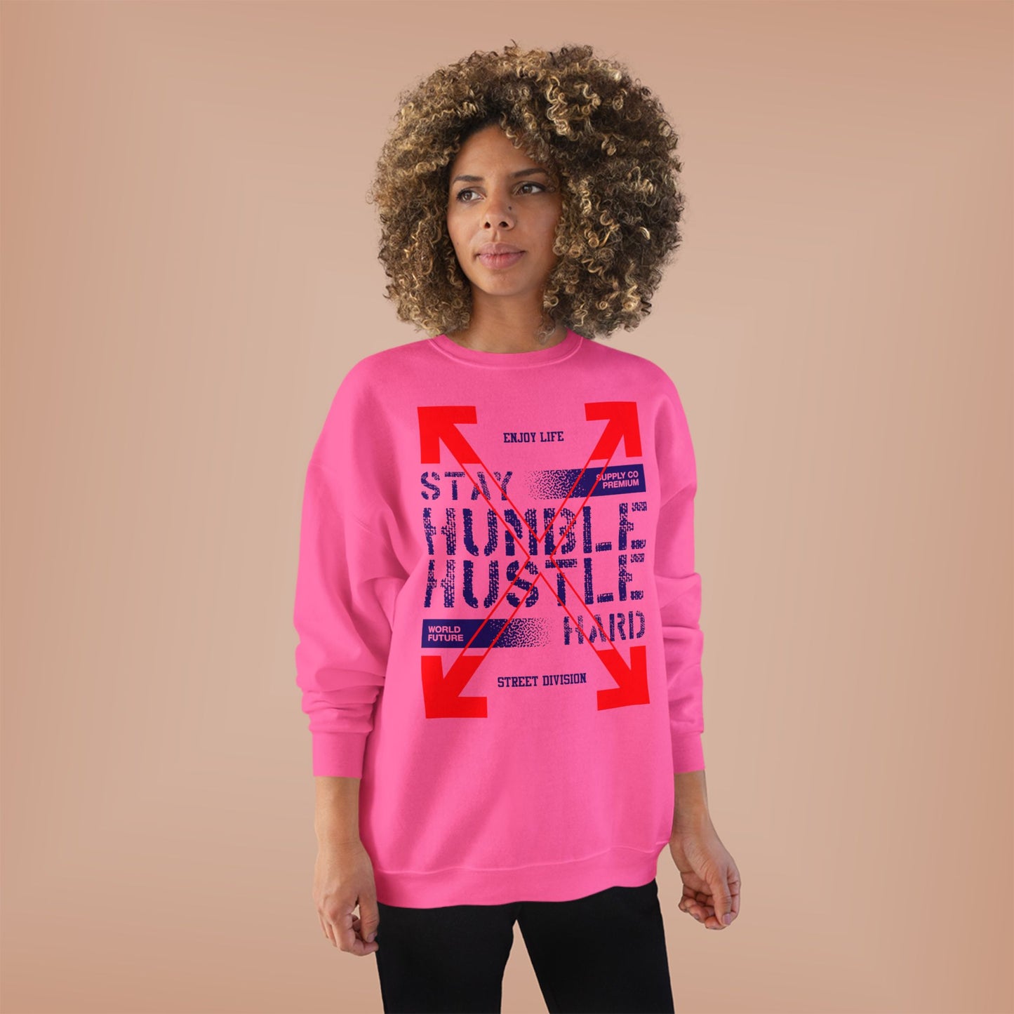 Motivational Crewneck Sweatshirt - "Hustle Hard" Design