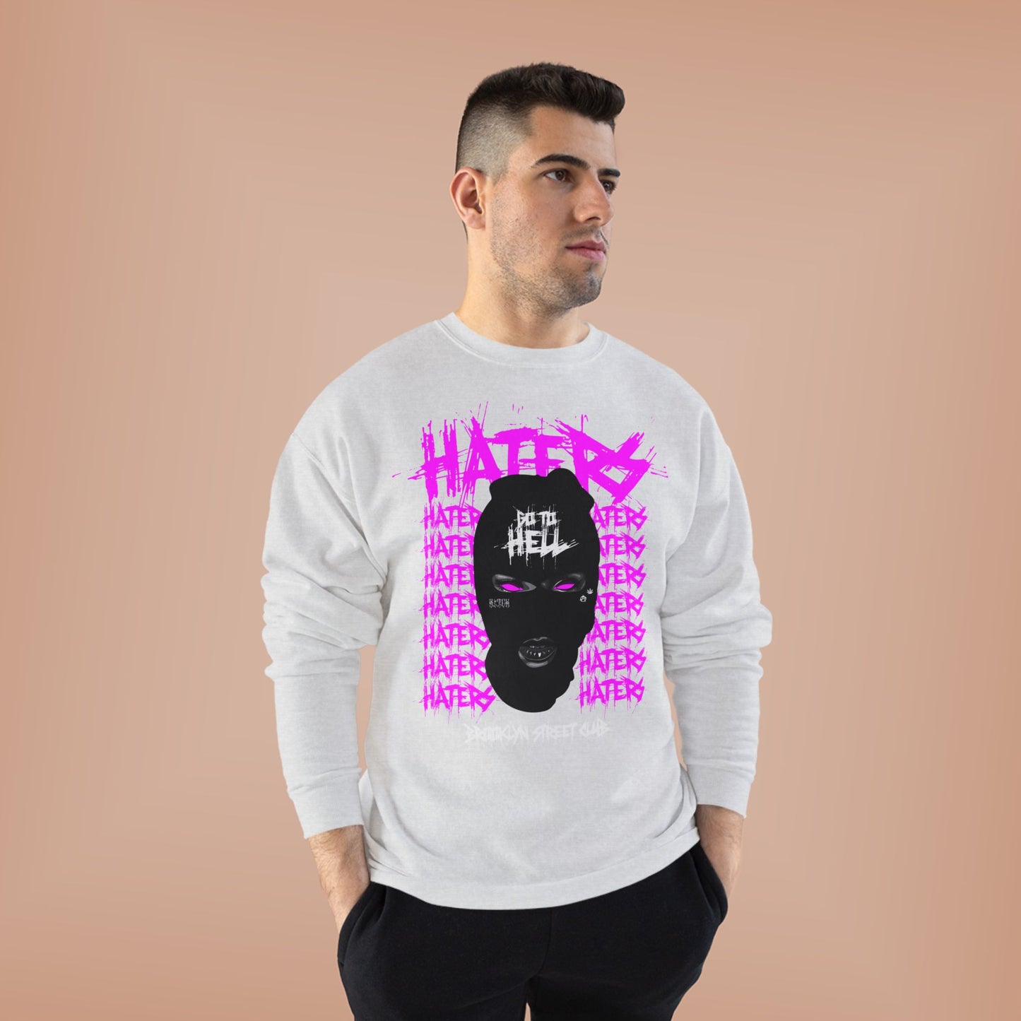 Unisex EcoSmart® Crewneck Sweatshirt - 'HATERS' Graphic Design for Bold Attitudes