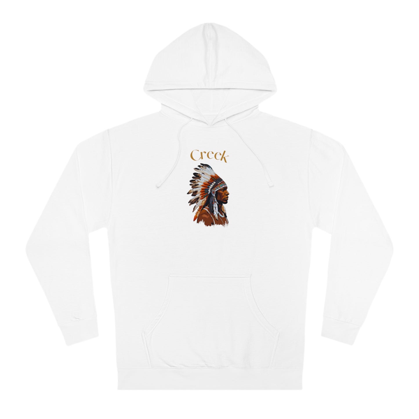 Unisex Hooded Sweatshirt with Creek Native American Design