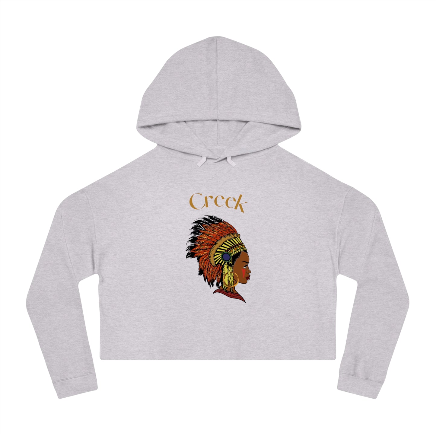 Stylish Women's Cropped Hooded Sweatshirt - 'Creek' Indigenous Design