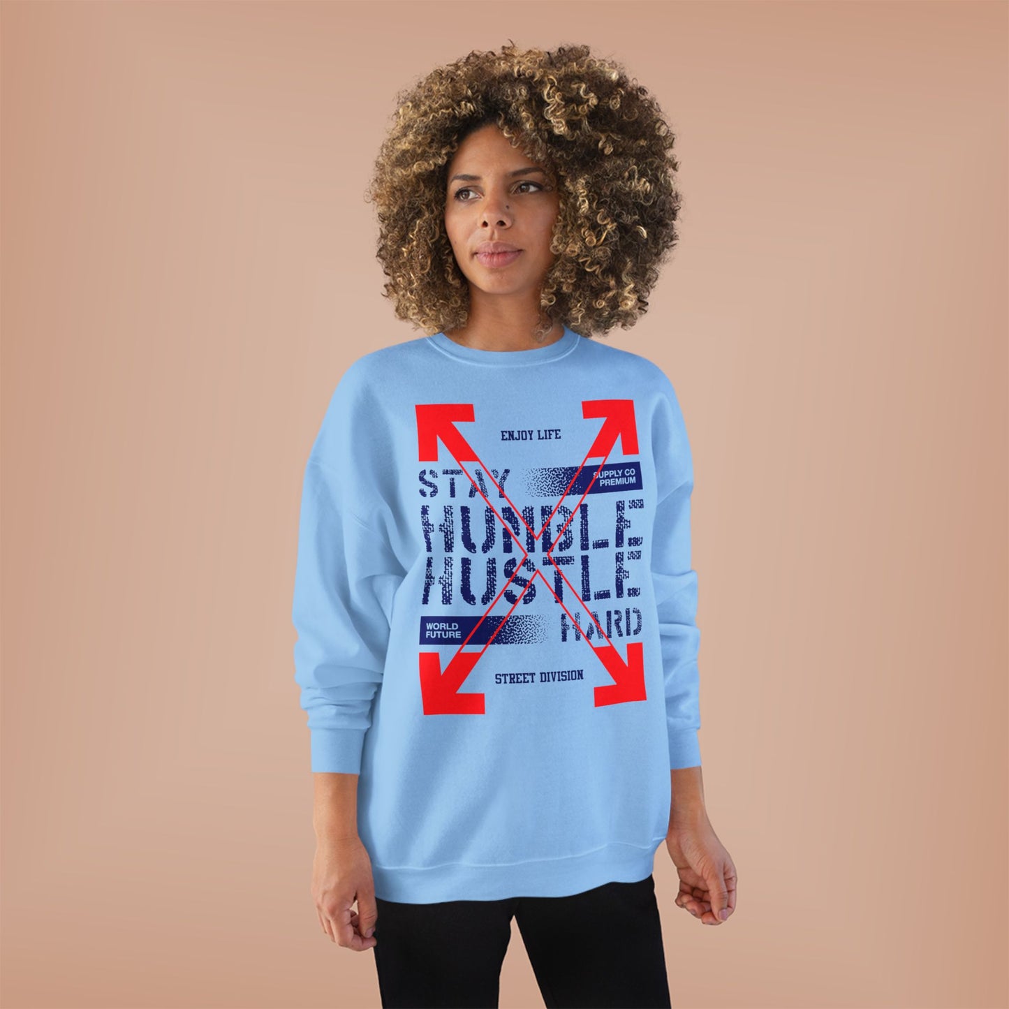 Motivational Crewneck Sweatshirt - "Hustle Hard" Design