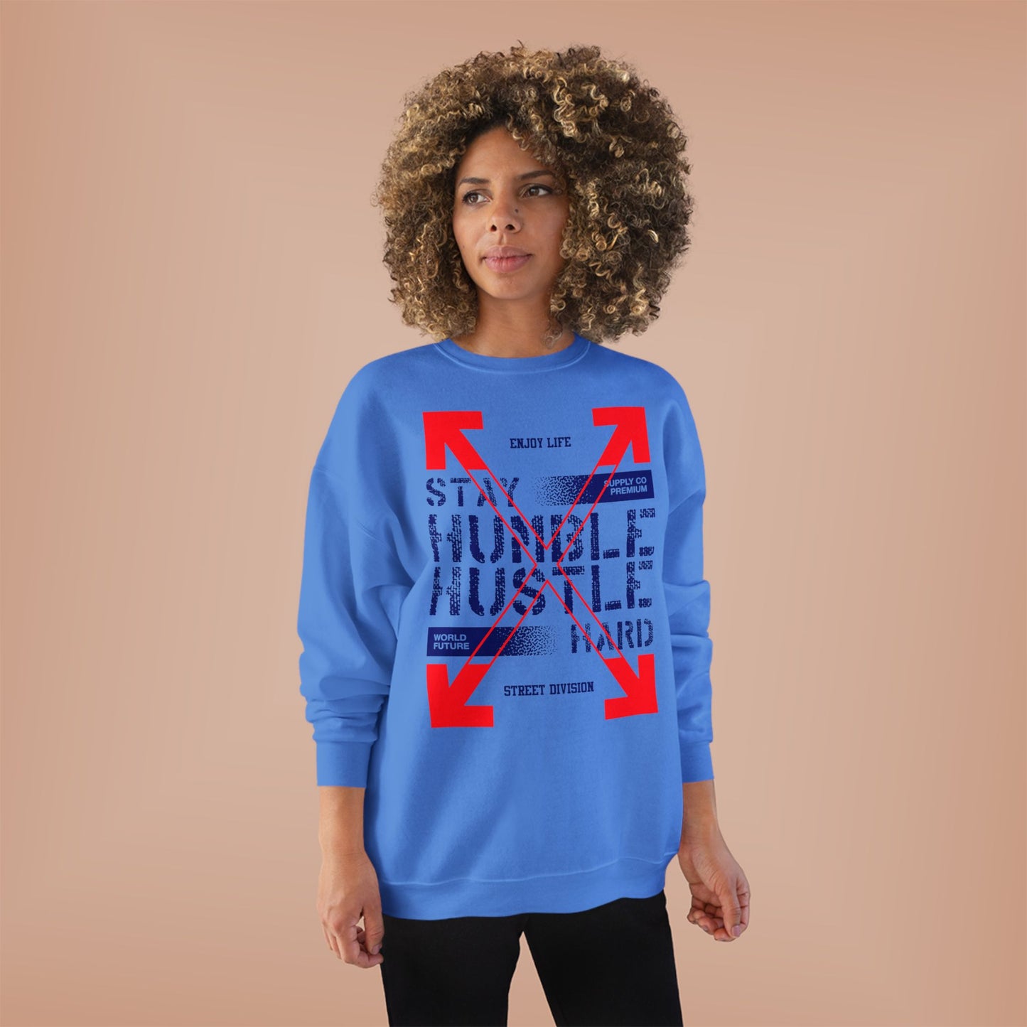 Motivational Crewneck Sweatshirt - "Hustle Hard" Design