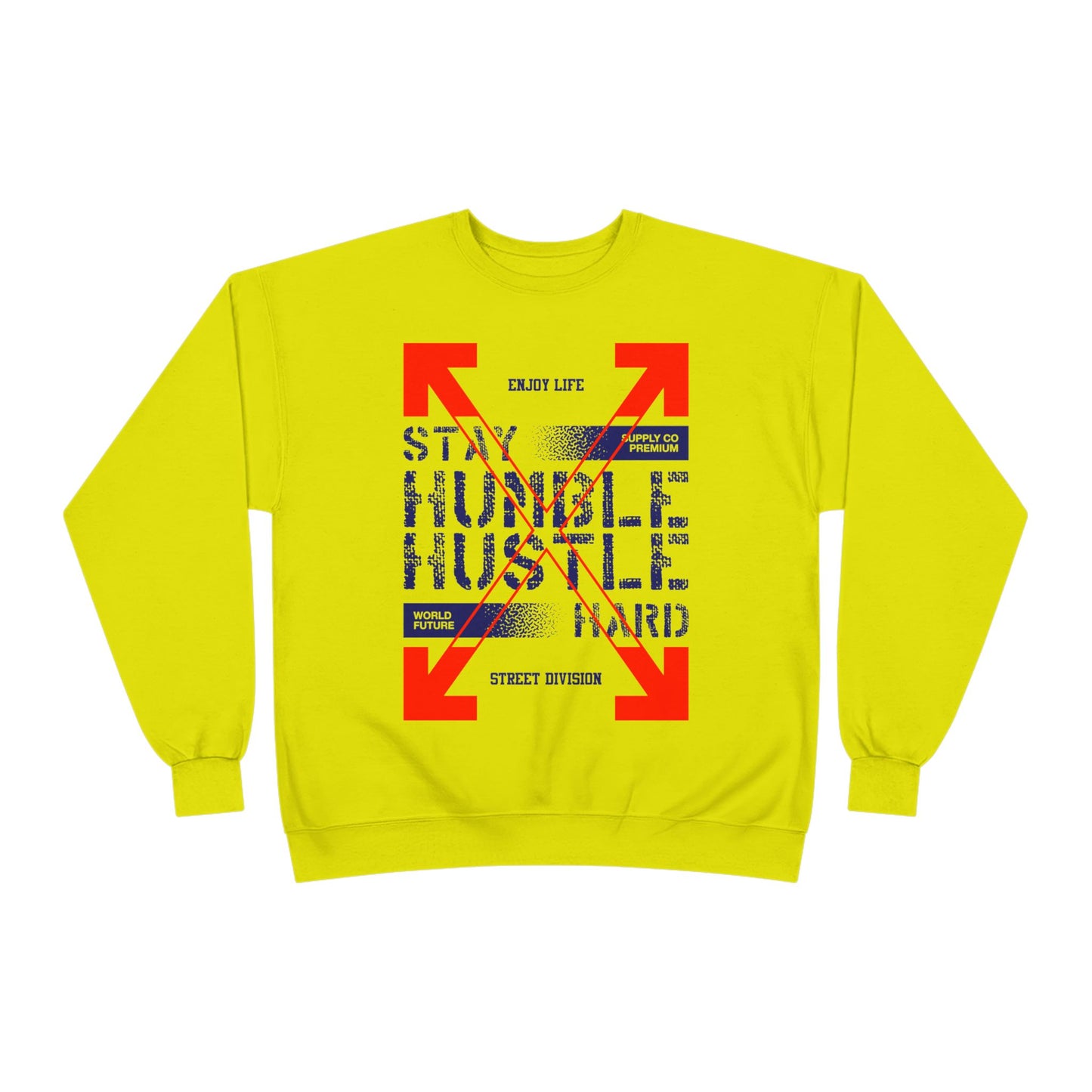 Motivational Crewneck Sweatshirt - "Hustle Hard" Design