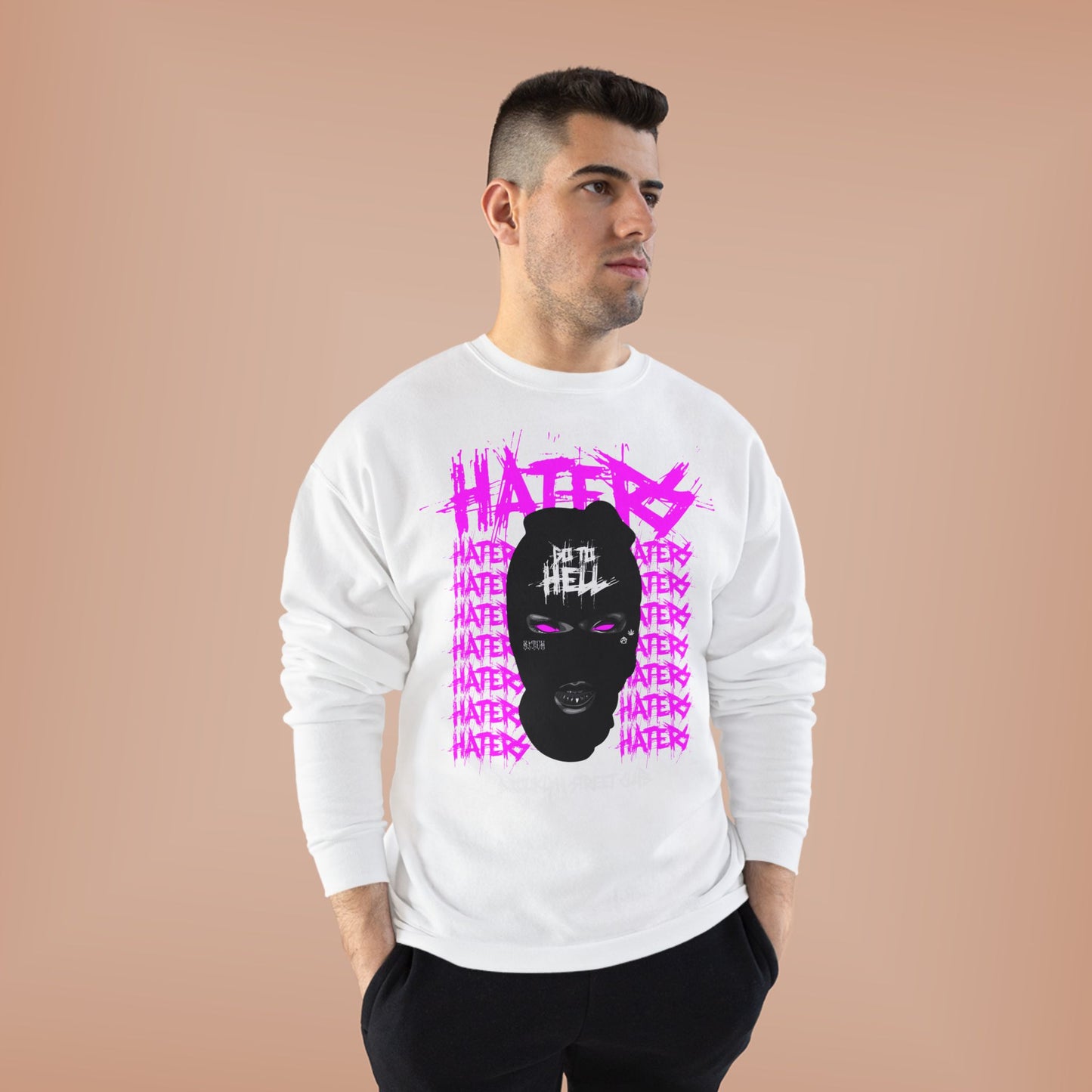 Unisex EcoSmart® Crewneck Sweatshirt - 'HATERS' Graphic Design for Bold Attitudes