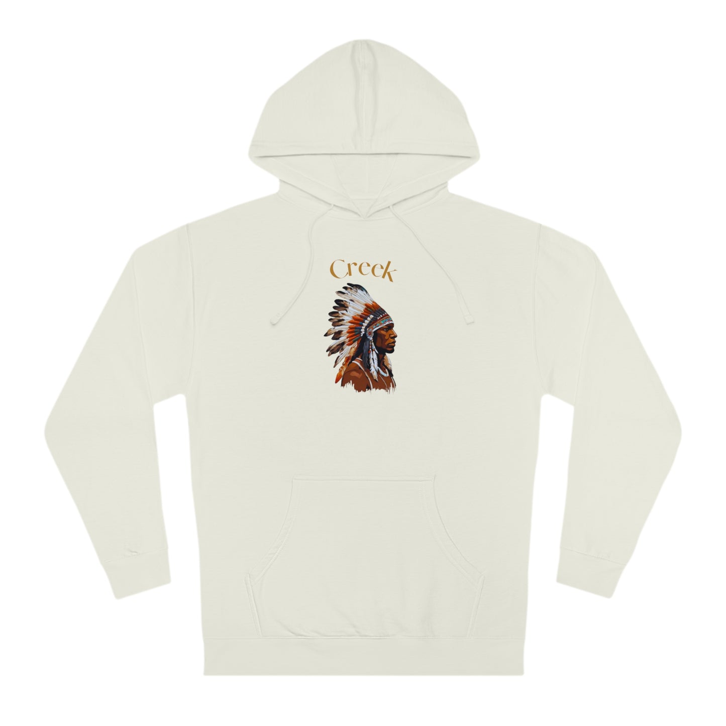 Unisex Hooded Sweatshirt with Creek Native American Design