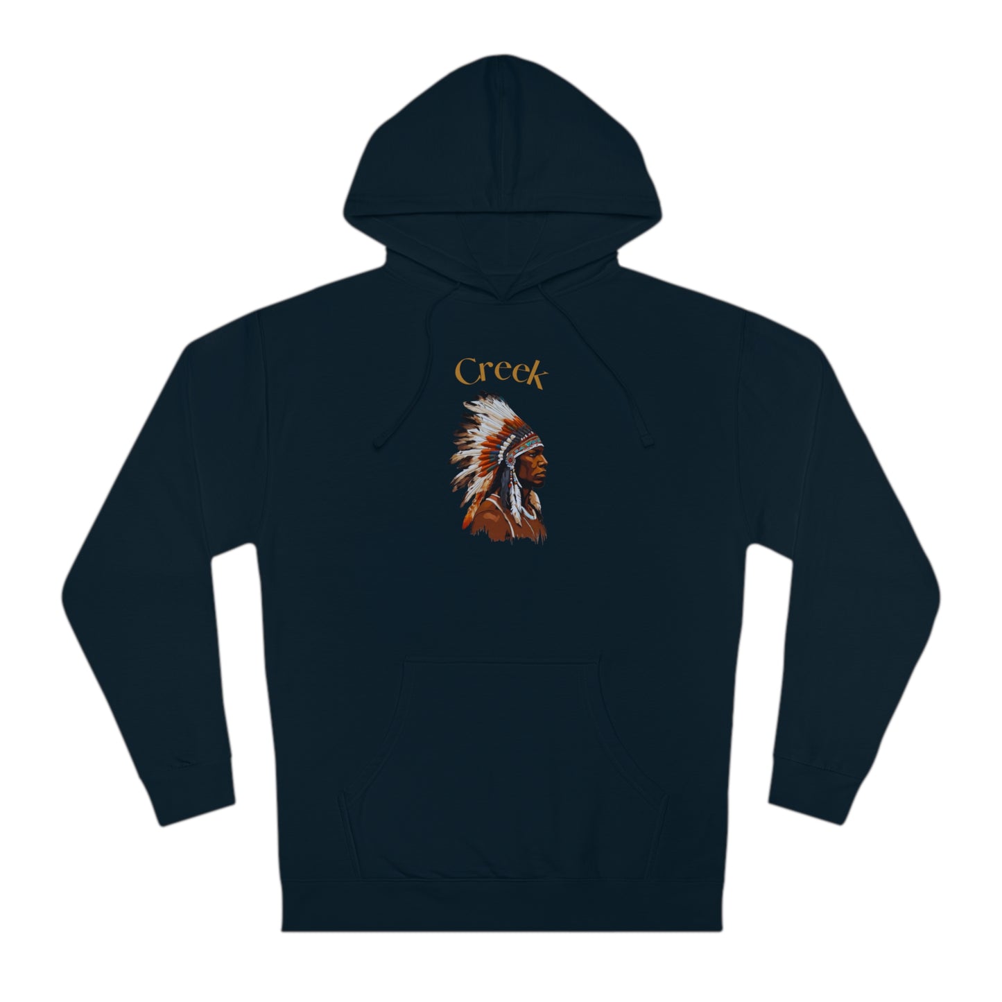 Unisex Hooded Sweatshirt with Creek Native American Design