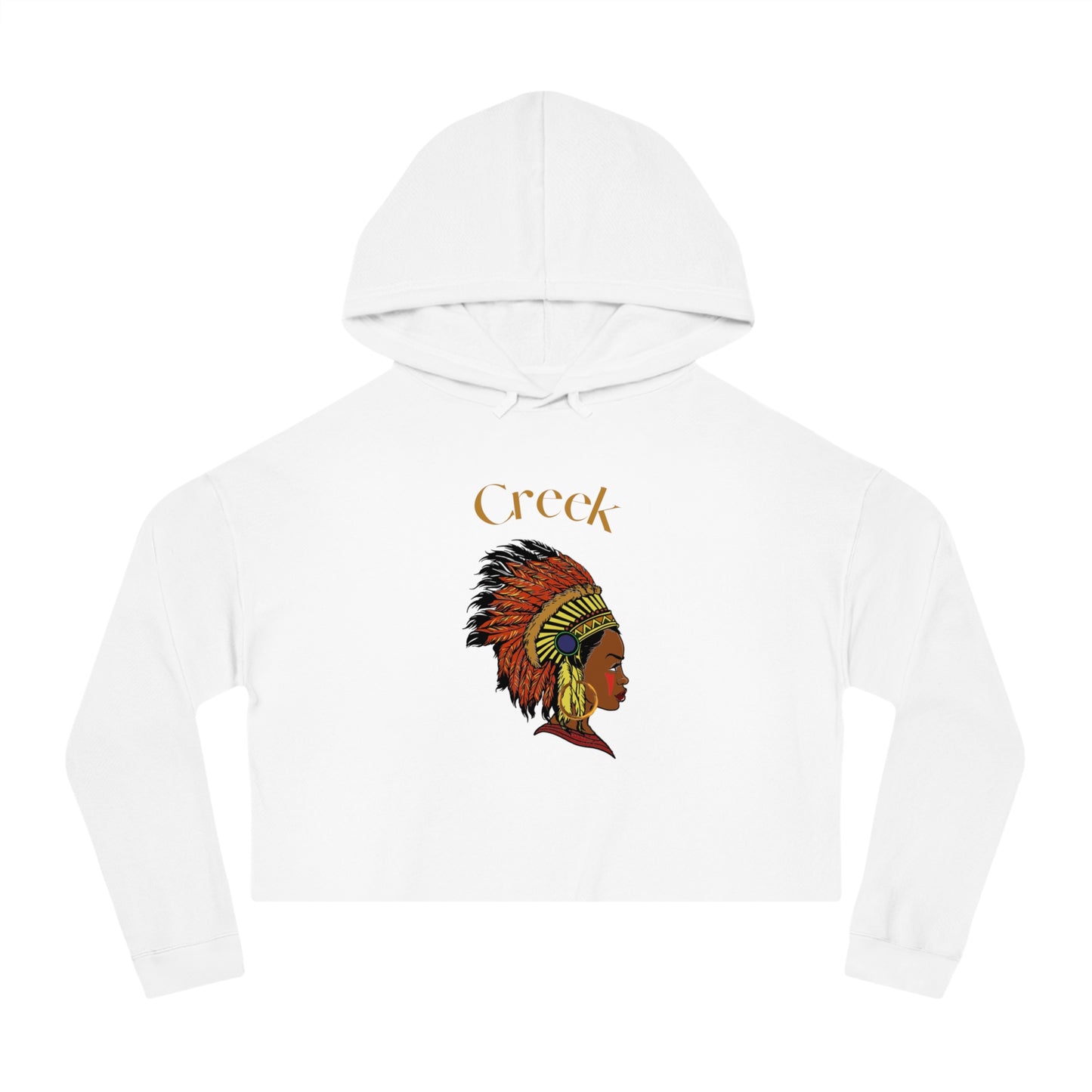 Stylish Women's Cropped Hooded Sweatshirt - 'Creek' Indigenous Design