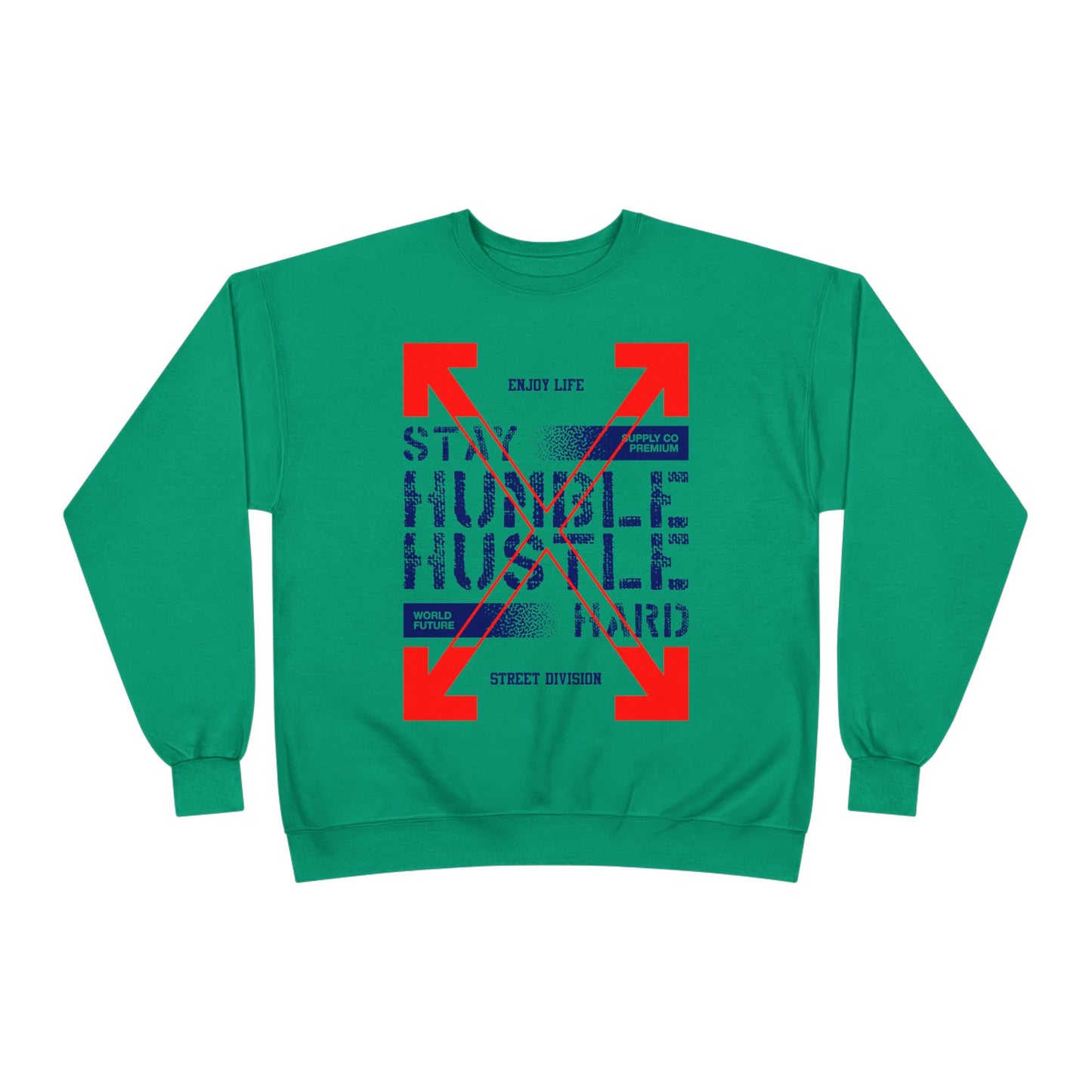 Motivational Crewneck Sweatshirt - "Hustle Hard" Design