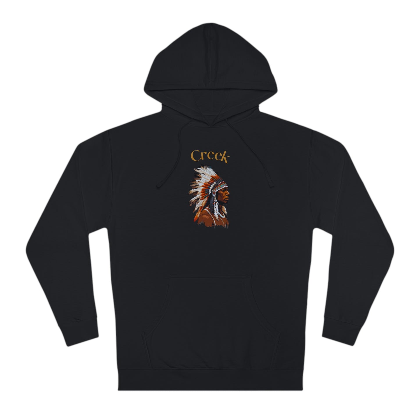 Unisex Hooded Sweatshirt with Creek Native American Design