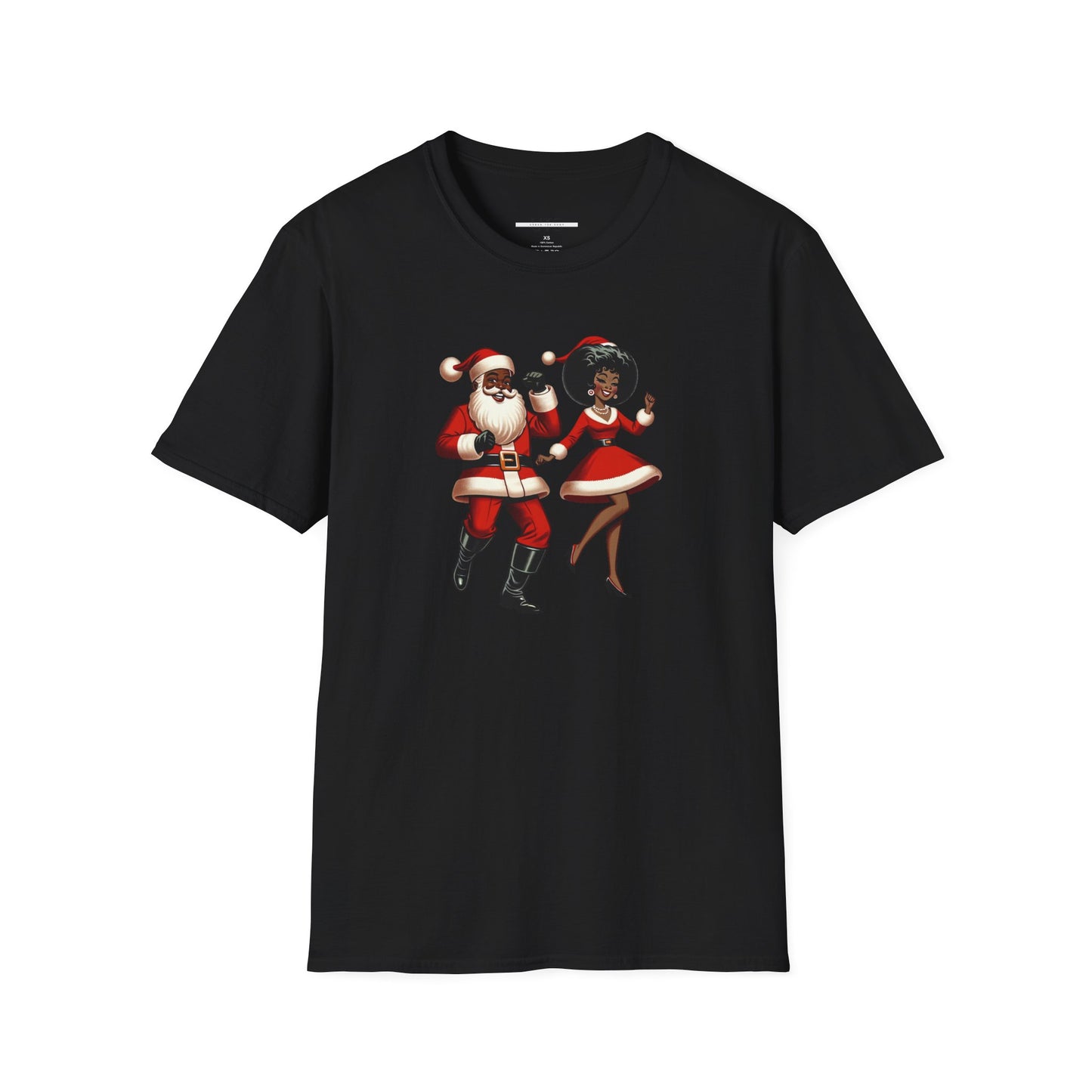 Festive Santa and Mrs. Claus Unisex Softstyle T-Shirt - Fun Holiday Apparel