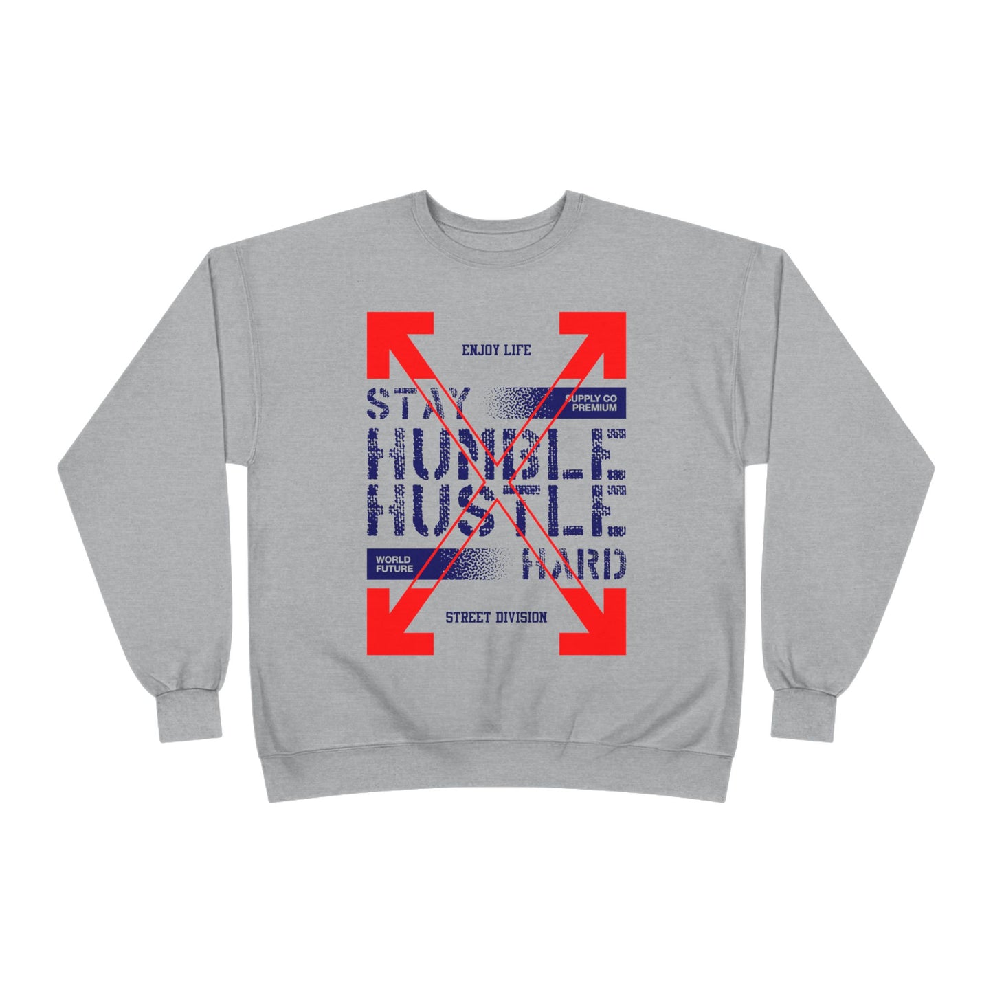 Motivational Crewneck Sweatshirt - "Hustle Hard" Design