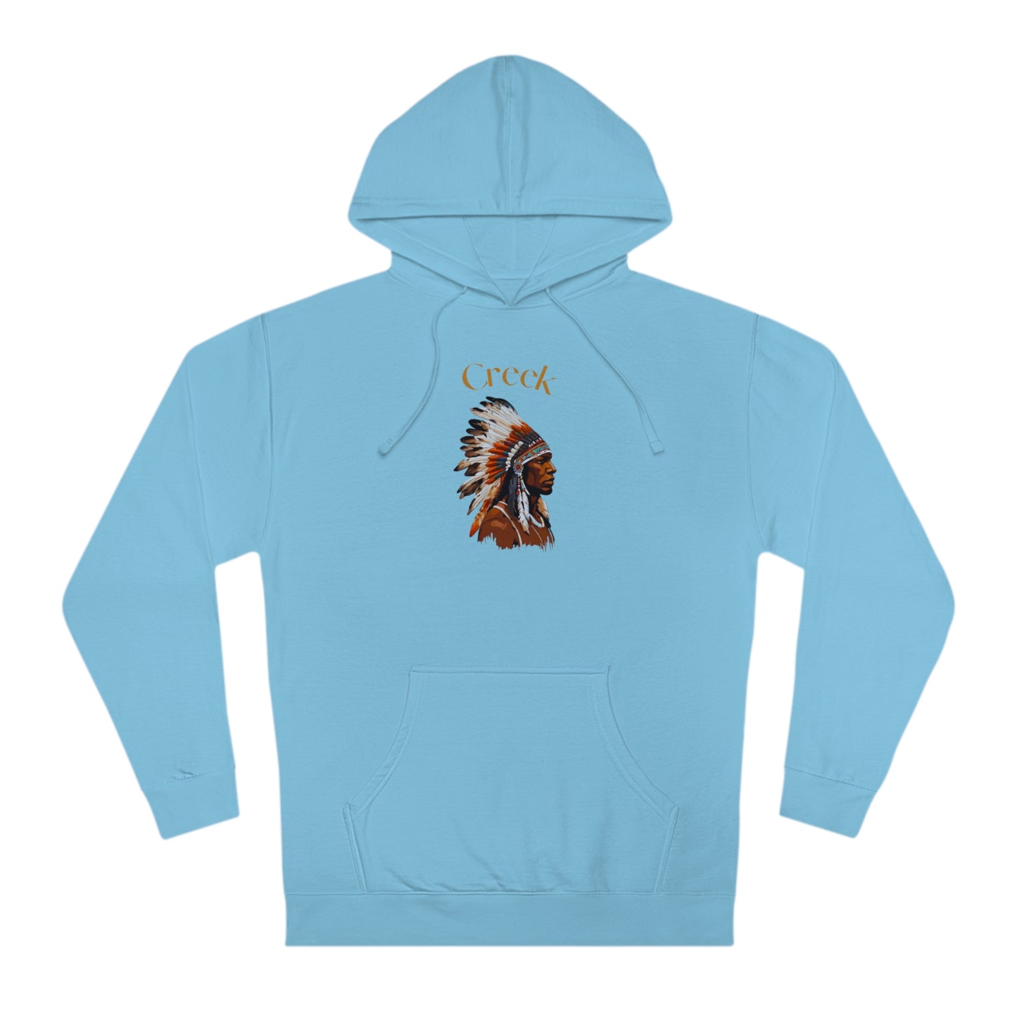 Unisex Hooded Sweatshirt with Creek Native American Design