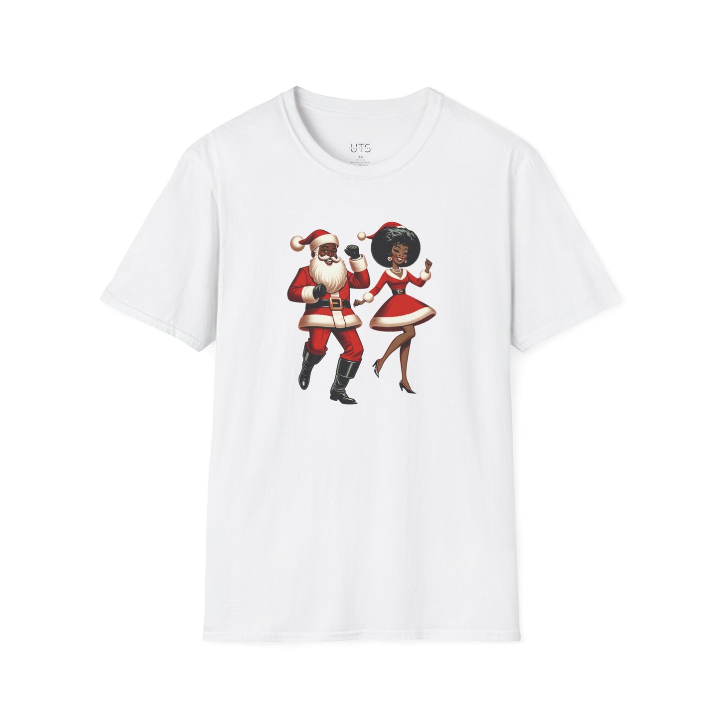 Festive Santa and Mrs. Claus Unisex Softstyle T-Shirt - Fun Holiday Apparel