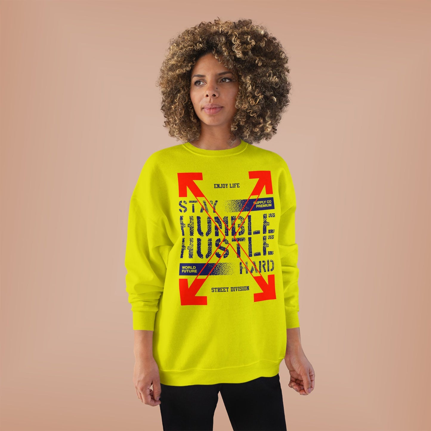 Motivational Crewneck Sweatshirt - "Hustle Hard" Design