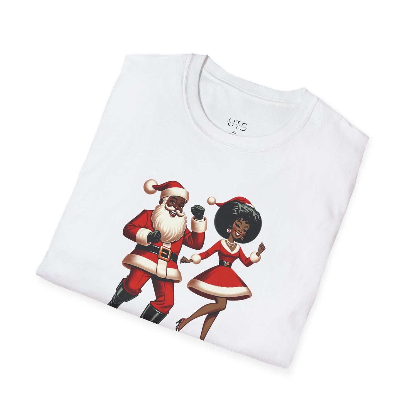 Festive Santa and Mrs. Claus Unisex Softstyle T-Shirt - Fun Holiday Apparel