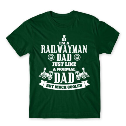 A railwayman dad Bottle Green Men's Tee for Train Conductor, Work