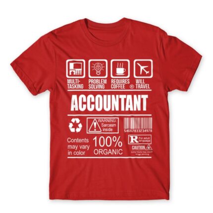 Accountant facts Red Men's Tee for Accountant, Work