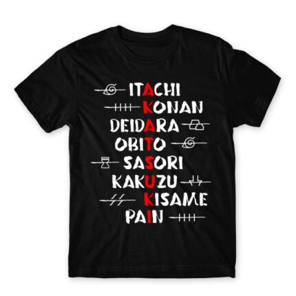 Akatsuki member list Black Men's T-shirt for Anime, Naruto