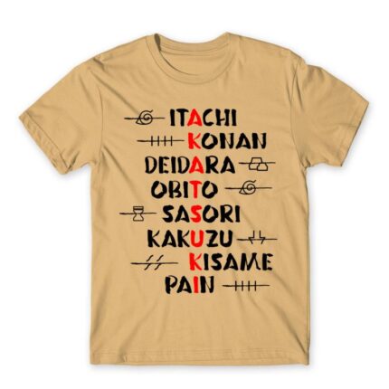 Akatsuki member list Sand Men's T-shirt for Anime, Naruto