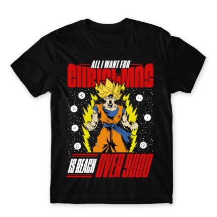 All I want for christmas is reach over 9000 Black Men's T-shirt for Anime, Dragon Ball