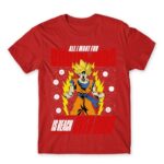 All I want for christmas is reach over 9000 Red Men's T-shirt for Anime, Dragon Ball