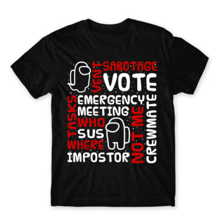 Among us words Black Men's T-shirt for Gaming