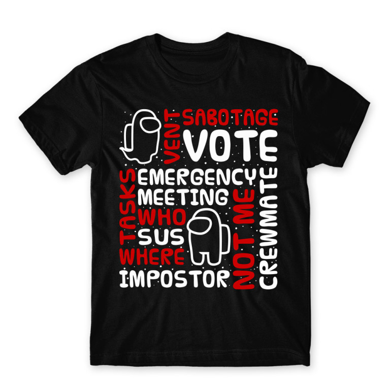 Among us words Black Men's T-shirt Among us words Black Men's T-shirt for Gaming