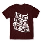 Antime Burgundy Men's T-shirt for Antisocial, Funny