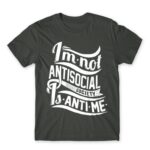 Antime Dark Grey Men's T-shirt for Antisocial, Funny