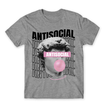 Antisocial streetwear Grey Melange Men's T-shirt for Antisocial, Funny