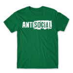 Antisocial stripe Kelly Green Men's T-shirt for Antisocial, Funny
