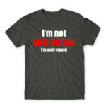 Antistupid Dark Grey Men's Tee for Antisocial, Funny