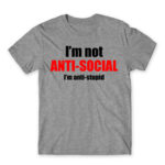 Antistupid Grey Melange Men's Tee for Antisocial, Funny