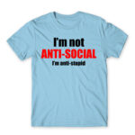 Antistupid Sky Blue Men's T-shirt for Antisocial, Funny