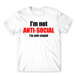 Antistupid White Men's Tee for Antisocial, Funny