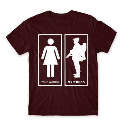 Army woman Burgundy Men's Tee for Soldier, Work