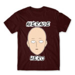 Average hero Burgundy Men's Tee for Anime, One Punch Man