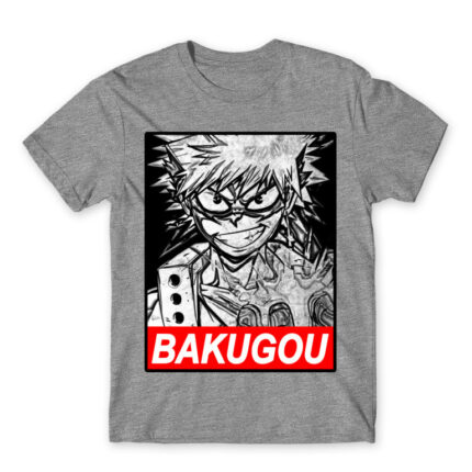 Bakugou Grey Melange Men's Tee for Anime, My Hero Academia