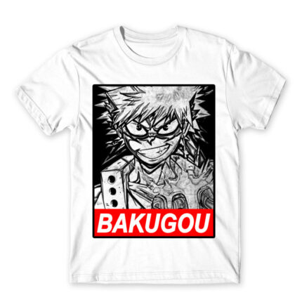 Bakugou White Men's T-shirt for Anime, My Hero Academia