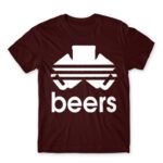 Beers Adidas Burgundy Men's Tee for Brand Parody, Funny