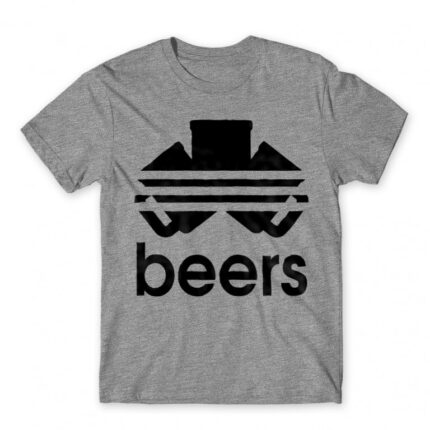 Beers Adidas Grey Melange Men's Tee for Brand Parody, Funny