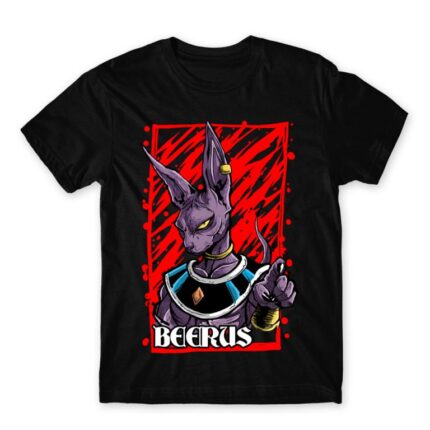 Beerus – Brush Style Black Men's T-shirt for Anime, Dragon Ball