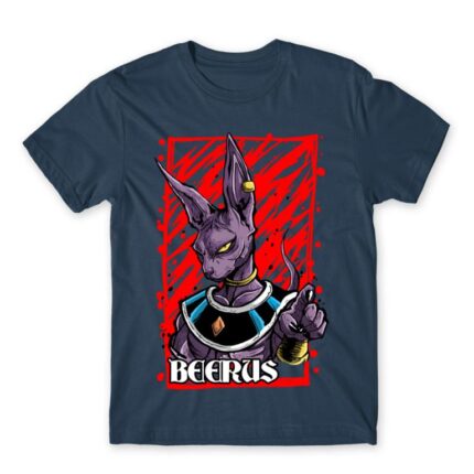 Beerus – Brush Style Denim Men's T-shirt for Anime, Dragon Ball