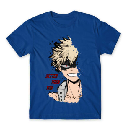 BNHA – Kacchan Royal Blue Men's Tee for Anime, My Hero Academia