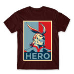 Boku no Hero Academia – All Might Burgundy Men's Tee for Anime, My Hero Academia
